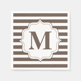 Beige Streifen Personalisiert Monogram Napkins Serviette
