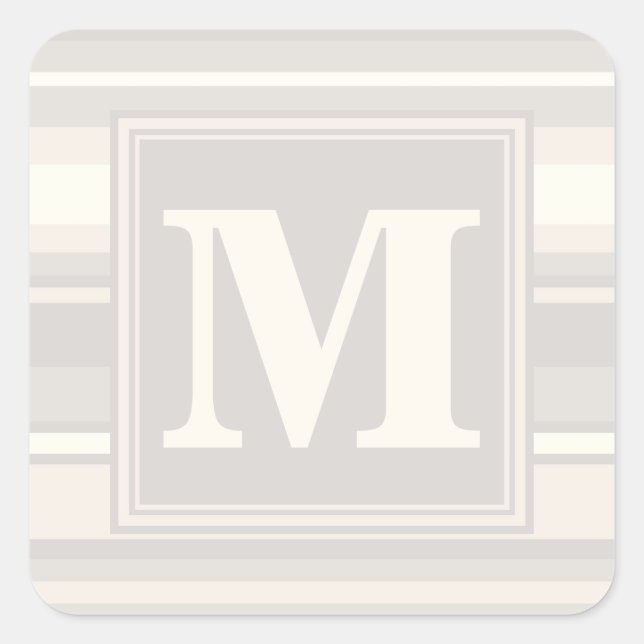 Beige Streifen Quadratischer Aufkleber (Vorderseite)
