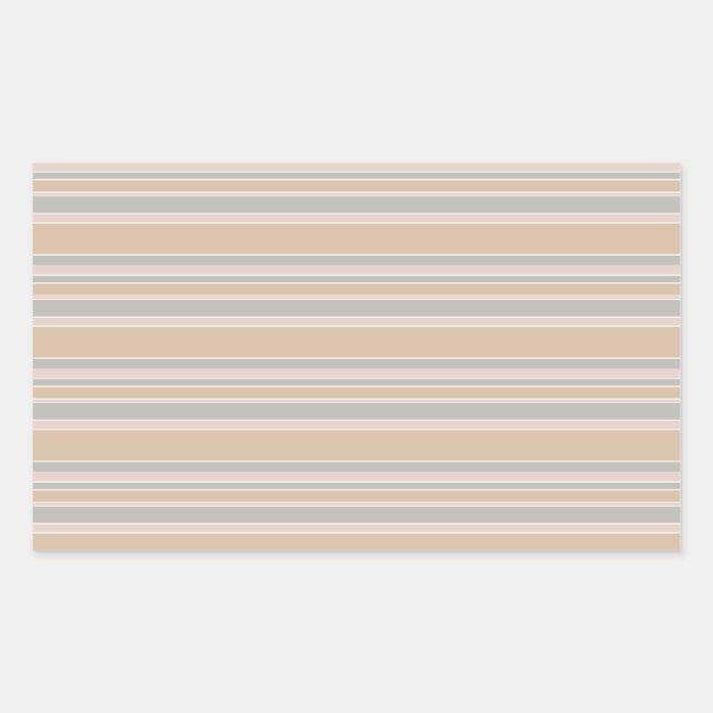 Beige Streifen Rechteckiger Aufkleber (Vorderseite)