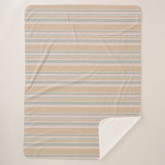 Beige Streifen Sherpadecke (Vorderseite)