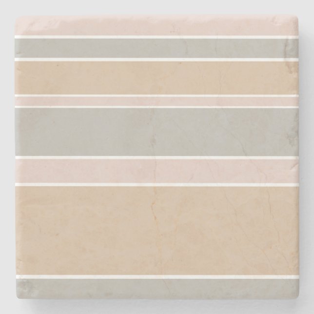 Beige Streifen Steinuntersetzer (Vorderseite)