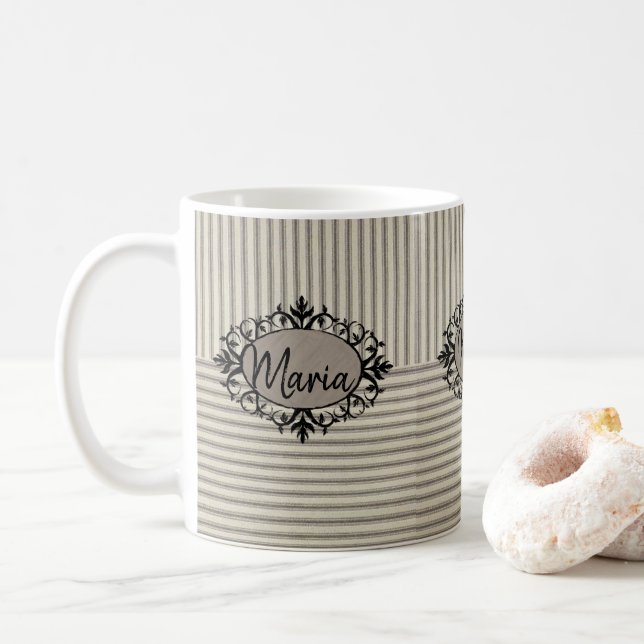 Beige Streifen Tasse (Mit Donut)