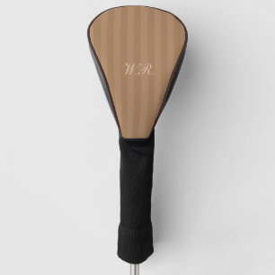 Beige Striped Elegant Script Monogram Preppy Golf Headcover