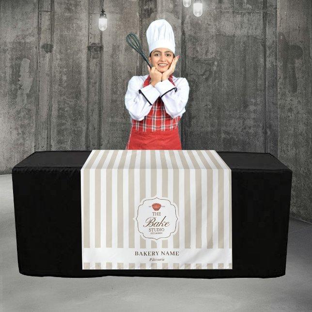 Beige Stripes Logo Table Pop Up Shop Vendor Runner Wandteppich (Beige Stripes Logo Table Pop Up Shop Vendor Runner Tapestry)