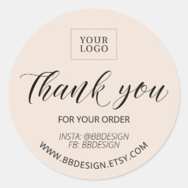 Beige Stylish Small Business Vielen Dank für Ihren Runder Aufkleber