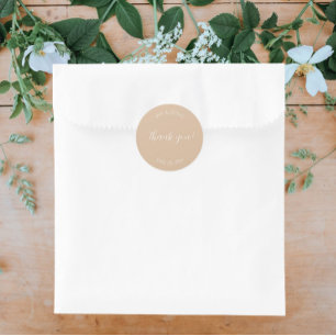 Beige Stylized Wedding Vielen Dank Runder Aufkleber