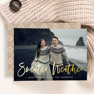 Beige Sweater Wetter Foto Folien Feiertagskarte