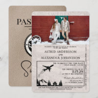 Beige Sweden Passport Wedding Einladung