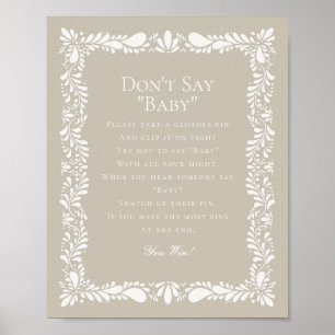 Beige Talavera Tile Dont Say Baby Shooting Game Poster
