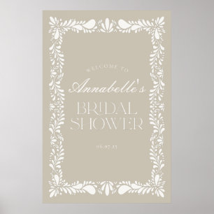 Beige Talavera Tile Fiesta Brautparty Willkommen Poster