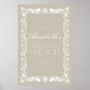 Beige Talavera Tile Fiesta Bridal Brunch Willkomme Poster