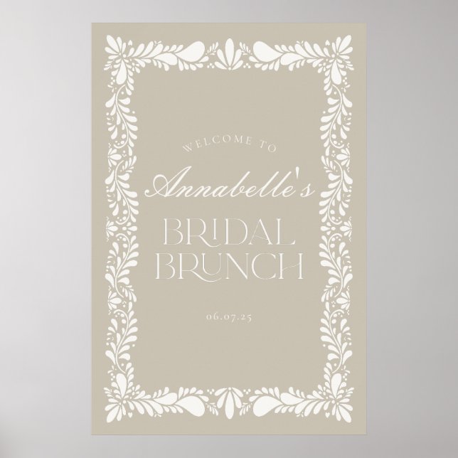 Beige Talavera Tile Fiesta Bridal Brunch Willkomme Poster (Vorne)