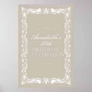 Beige Talavera Tile Fiesta Geburtstagsparty Willko Poster