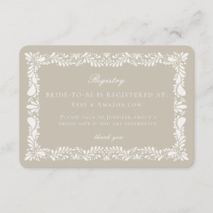 Beige Talavera Tile Registrierungskarte einfügen Begleitkarte