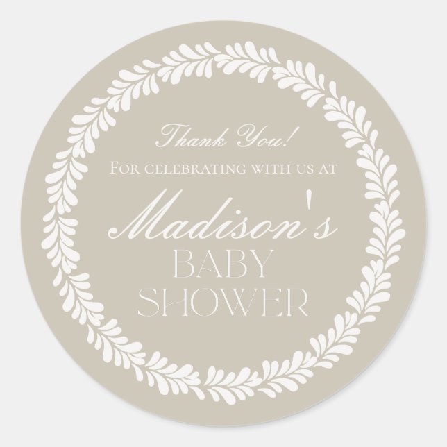 Beige Talavera Tile Spanische Fiesta Babydusche Runder Aufkleber (Vorderseite)