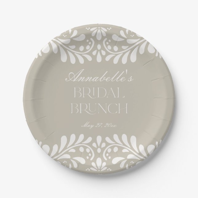 Beige Talavera Tile Spanisches Fiesta Brautparty Pappteller (Vorderseite)