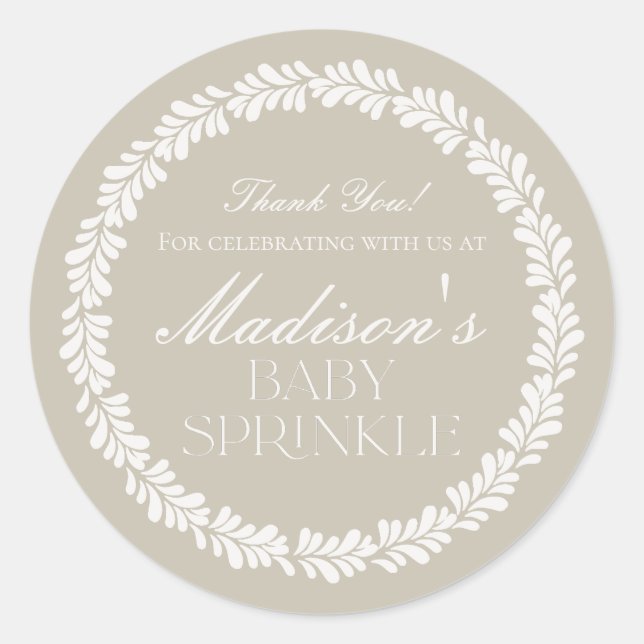 Beige Talavera Tile Spanish Fiesta Baby Sprinkle Runder Aufkleber (Vorderseite)