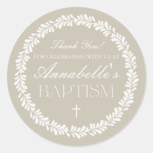 Beige Talavera Tile Spanish Fiesta Taufe Gefallen Runder Aufkleber