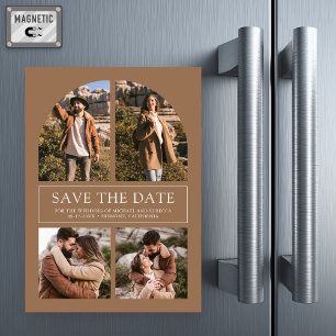 Beige-Tan-Bogen-Foto-Collage-Hochzeit 'Save the Da Magneteinladung
