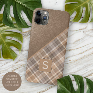 Beige-Tan-Hellbraun-Taupe-Karomuster Gingham-Muste Case-Mate iPhone Hülle