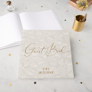 Beige-Tan-Hochzeitsmonogramm Gästebuch