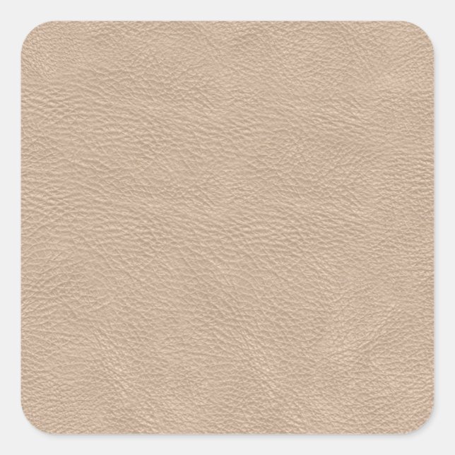 Beige Tan Leather Textur Quadratischer Aufkleber (Vorderseite)