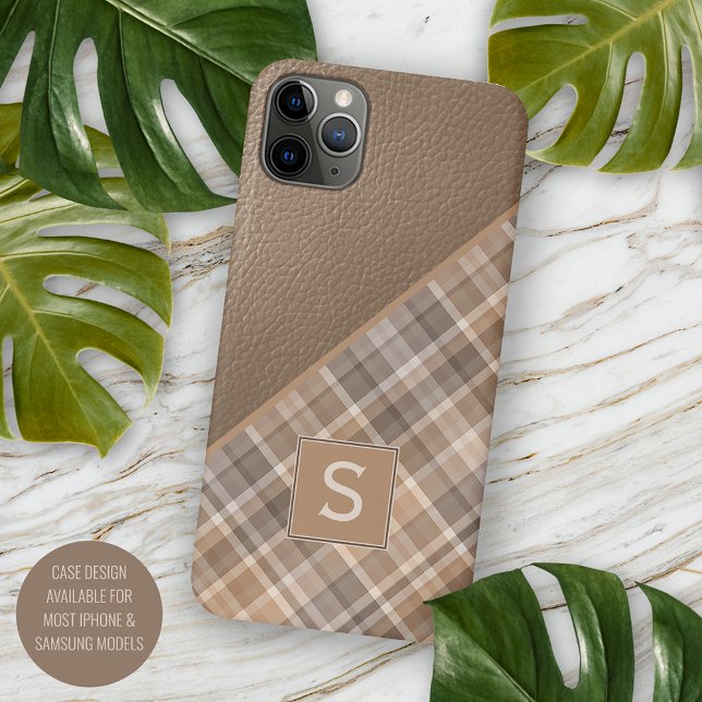Beige Tan Light Brown Taupe Kariert Gingham Muster Case-Mate iPhone Hülle (Von Creator hochgeladen)