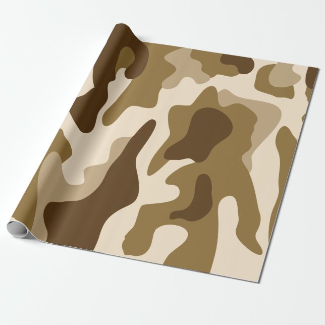 Beige Tarnmuster Geschenkpapier (Ungerollt)