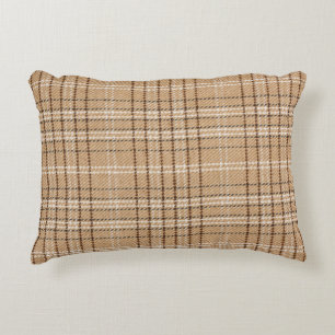 Beige Tartan: Klassischer Karierter Weave. Dekokissen