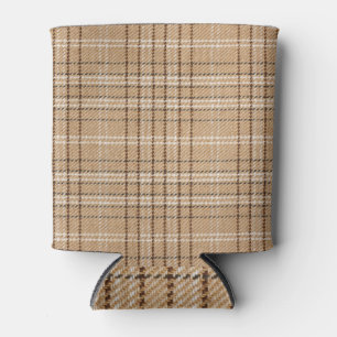Beige Tartan: Klassischer Karierter Weave. Dosenkühler
