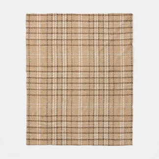 Beige Tartan: Klassischer Karierter Weave. Fleecedecke