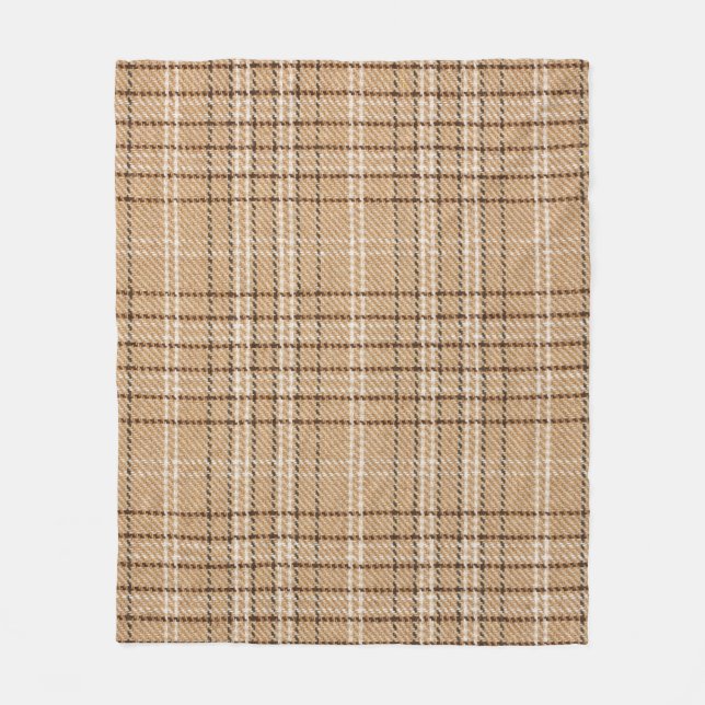 Beige Tartan: Klassischer Karierter Weave. Fleecedecke (Vorderseite)