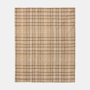 Beige Tartan: Klassisches Karomuster. Fleecedecke