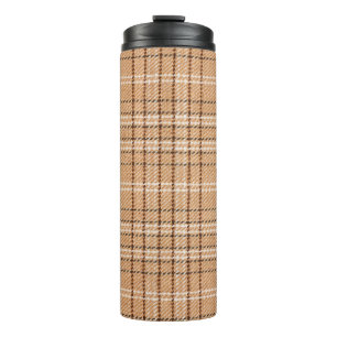 beige Tartan-Unterlage mit karierter Weste Thermosbecher