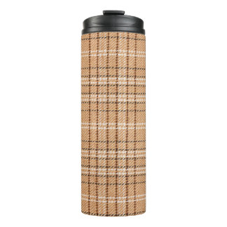 beige Tartan-Unterlage mit karierter Weste Thermosbecher