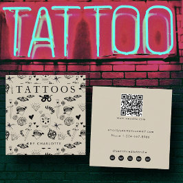Beige Tattoo Künstler Custom Social Media Icons Quadratische Visitenkarte