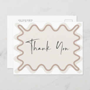 Beige Taupe Border Danke Postcard Einladungspostkarte