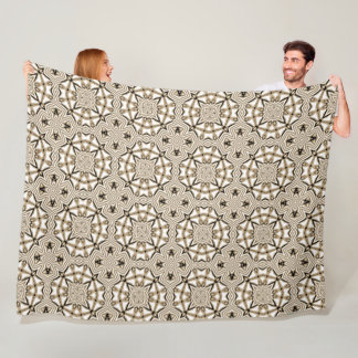 Beige Taupe Brown Schwarz-weißer Bohemischer Stamm Fleecedecke