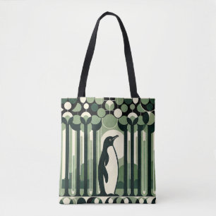 Beige Taupe Geometrie Retro 70er Pinguin Forest