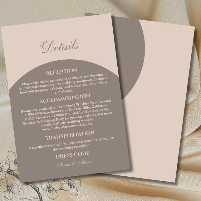 Beige Taupe Modern Japandi Wedding Details Begleitkarte (Von Creator hochgeladen)