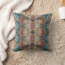 Beige Taupe Red Brown Aquamarin Blue Tribal Art Mu