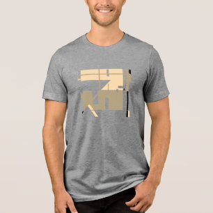 Beige Taupe Schwarz MCM inspiriert Geometric Abstr Tri-Blend Shirt