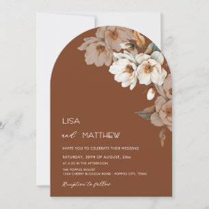 Beige Terrakotta-Blumen Casual-Hochzeit Einladung