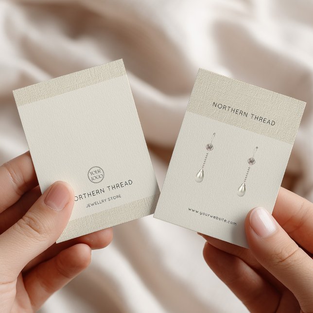 Beige Textured Earring Display Card Visitenkarte (Von Creator hochgeladen)