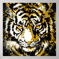 Beige Tiger Head - Tiger Poster Square
