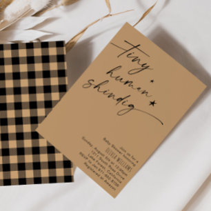 Beige Tiny Human Shindig Minimalistische Babydusch Einladung