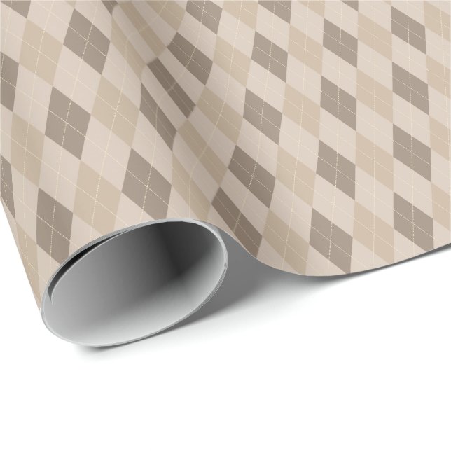 Beige Tones Raute Wrapping Paper Geschenkpapier (Rolleneckpunkt)