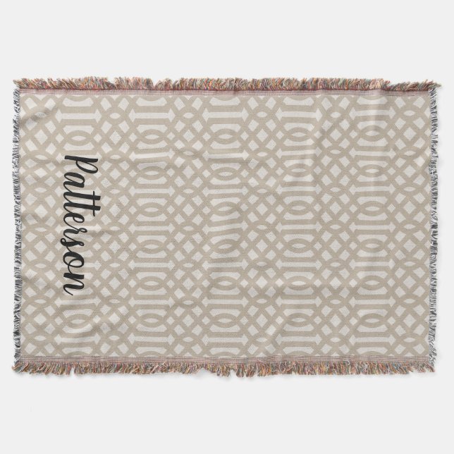 Beige Trellis Monogram | Modernes Bauernhaus Decke (Vorderseite)