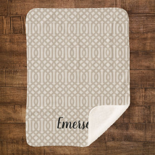 Beige Trellis Monogram Modernes Bauernhaus Sherpadecke