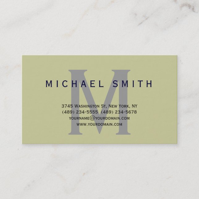 Beige Trendy Monogram Consultant Business Card Visitenkarte (Vorderseite)